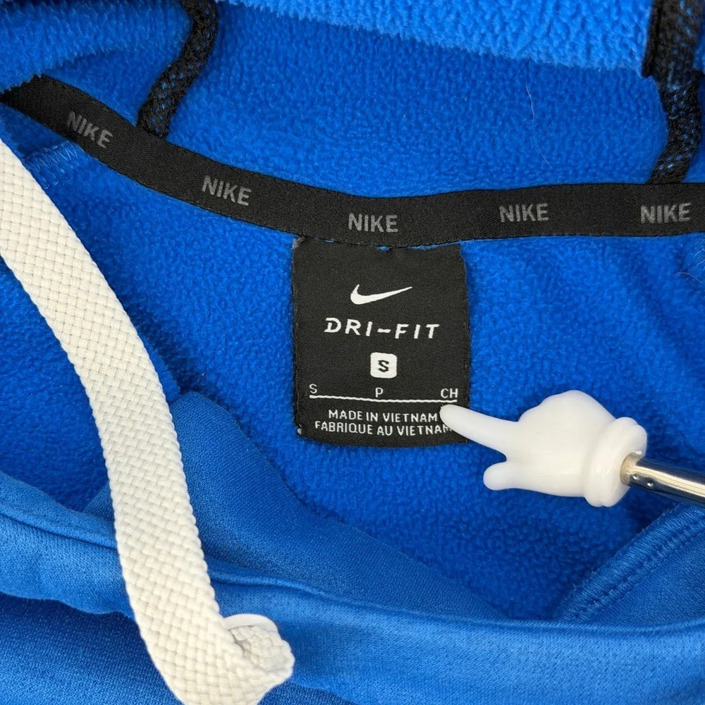 Nike Dri-FIT Pullover Hoodie Mens Small Blue Oversized Swoosh Technical Pullover